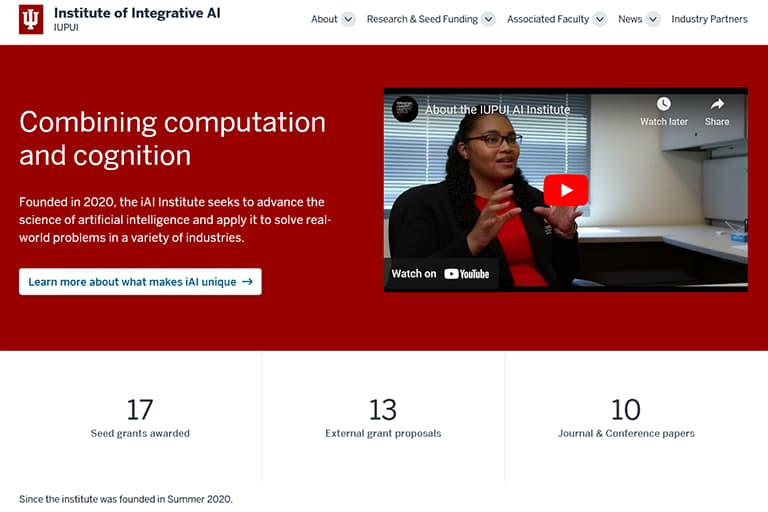 Screenshot of the AI Institute website
